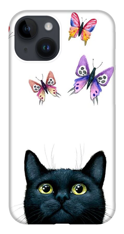 Cat iPhone Case featuring the painting Cat 606 by Lucie Dumas