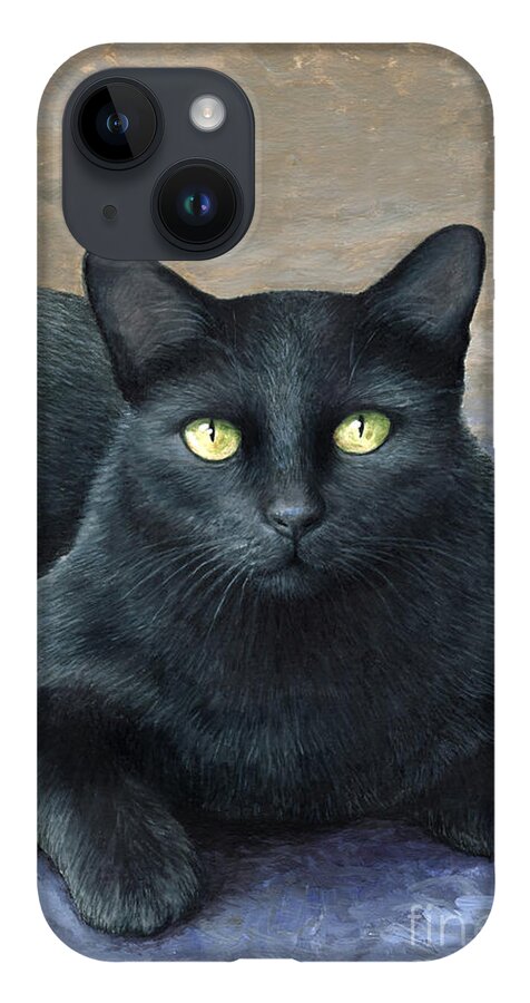 Cat iPhone 14 Case featuring the painting Cat 621 by Lucie Dumas