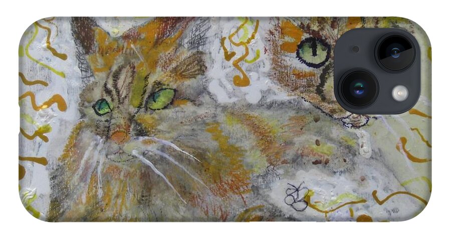 Cat iPhone 14 Case featuring the painting Cat Named Phoenicia by AJ Brown