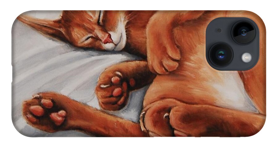 Cat iPhone 14 Case featuring the painting Cat Nap by Jean Cormier