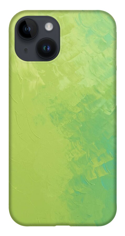 Blue iPhone 14 Case featuring the painting Celery Ice by Linda Bailey