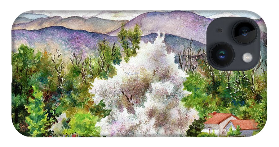 Blossoming Tree Painting iPhone Case featuring the painting Celeste's Farm by Anne Gifford