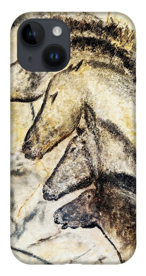 Chauvet Horse iPhone 14 Case featuring the painting Chauvet Horses by Weston Westmoreland