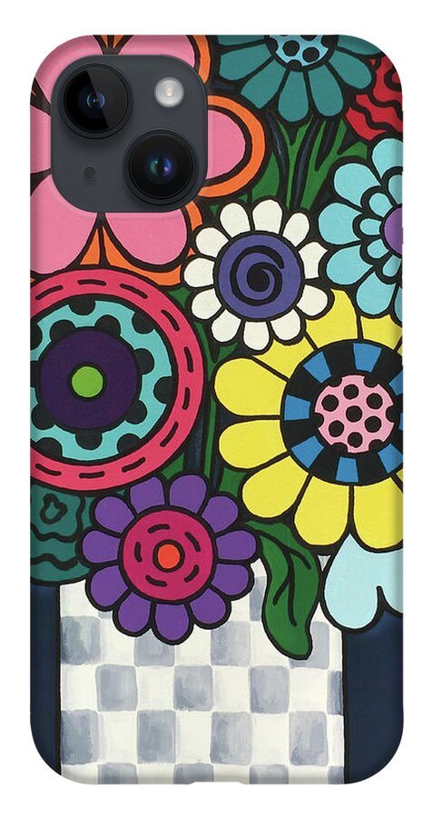 Flowers iPhone Case featuring the painting Checkered Bouquet by Beth Ann Scott