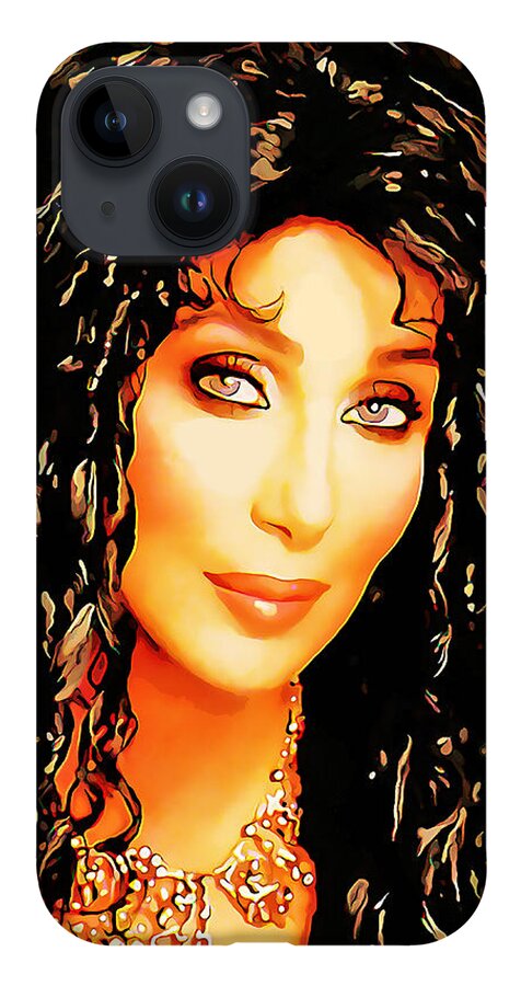 Cher iPhone 14 Case featuring the mixed media Cher by Marvin Blaine