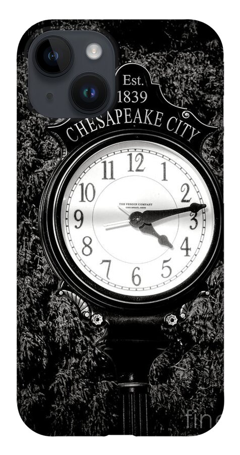 Town iPhone 14 Case featuring the photograph Chesapeake City Clock by Olivier Le Queinec