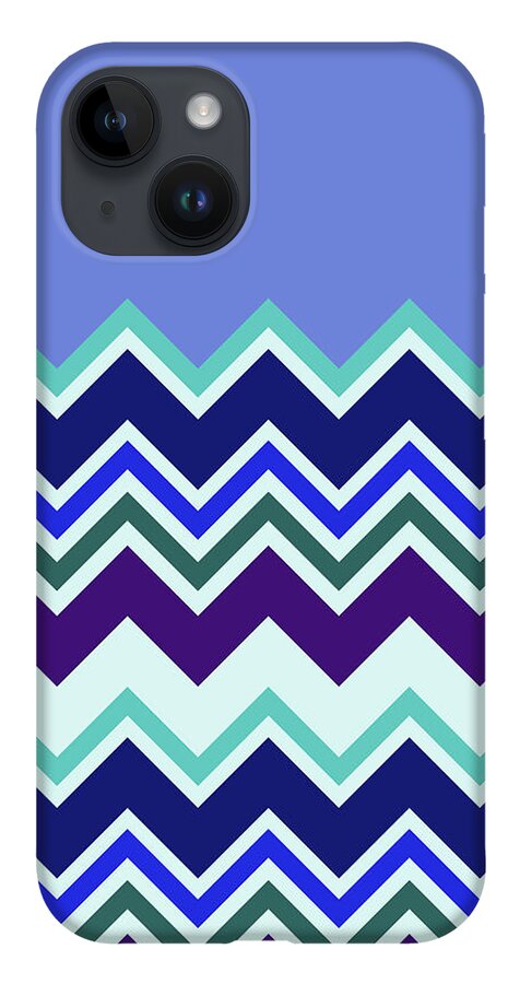 Lavender iPhone Case featuring the digital art Chevron Lavender Turquoise Blue Purple Zigzag Pattern by Beverly Claire Kaiya
