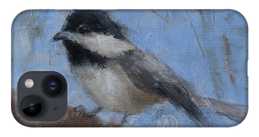 Wildlife Art iPhone 14 Case featuring the painting Chickadee #1 by Monica Burnette