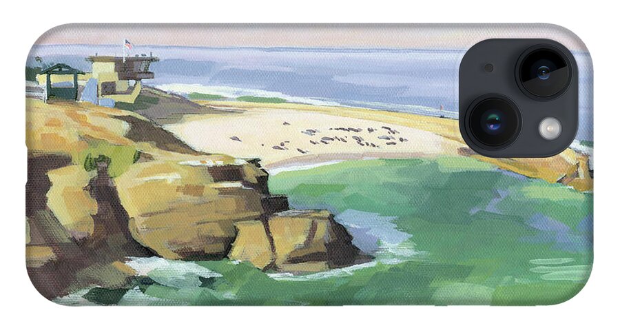Children's Pool iPhone 14 Case featuring the painting Children's Pool La Jolla San Diego California by Paul Strahm