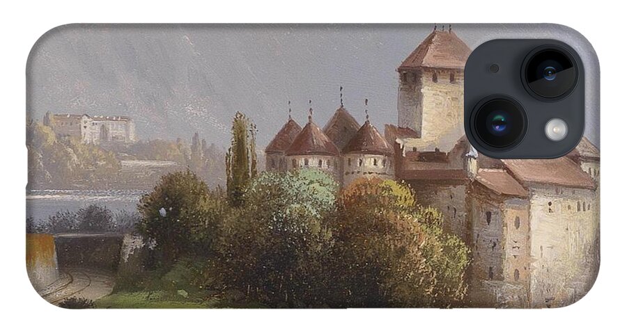 Hubert Sattler iPhone 14 Case featuring the painting Chillon Castle by MotionAge Designs