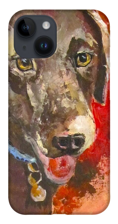 Dog iPhone 14 Case featuring the painting Chocolate by Barbara O'Toole