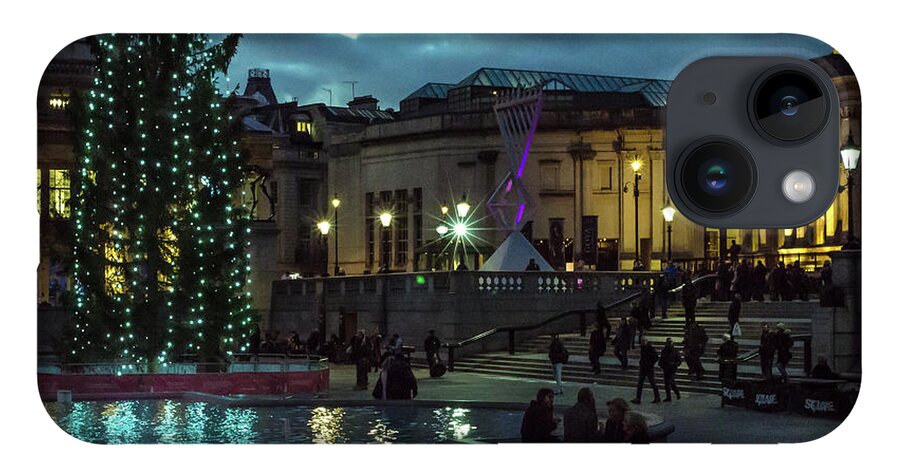 Merry Christmas iPhone 14 Case featuring the photograph Christmas In Trafalgar Square, London 2 by Perry Rodriguez