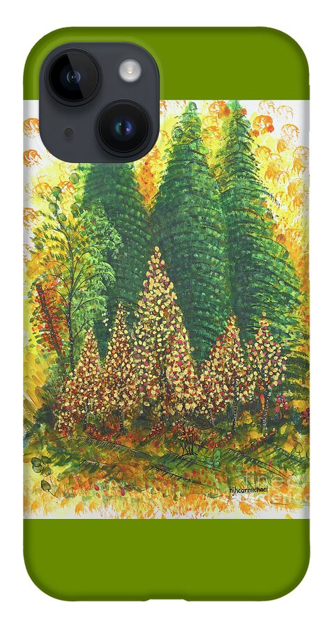 Evergreens iPhone 14 Case featuring the painting Christmas is Coming by Holly Carmichael