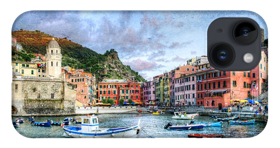 Cinque Terre iPhone 14 Case featuring the photograph Cinque Terre - Vernazza from the breakwater - Vintage version by Weston Westmoreland