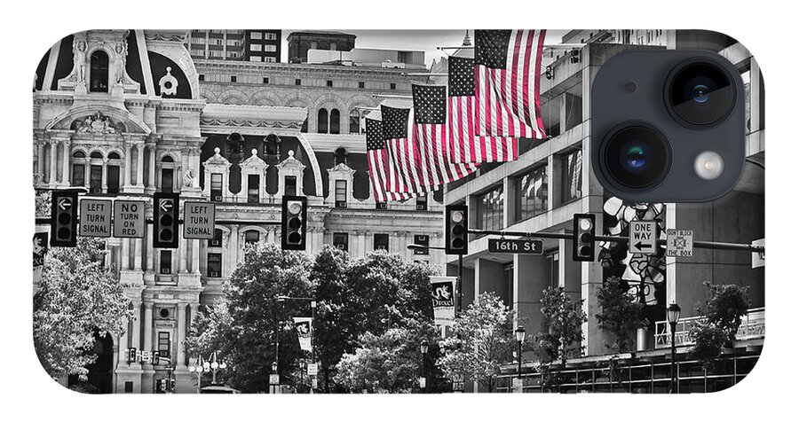 Flags iPhone 14 Case featuring the photograph City of Brotherly Love - Philadelphia by Louis Dallara