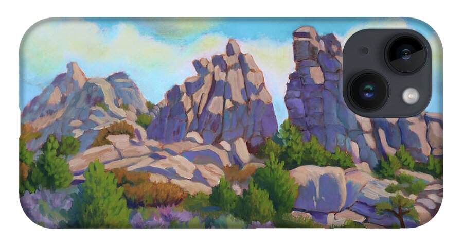 Idaho iPhone 14 Case featuring the painting City of Rocks by Kevin Hughes