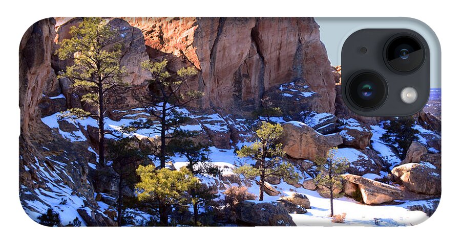 Southwest Landscape iPhone 14 Case featuring the photograph Cliff at El Malpais by Robert WK Clark