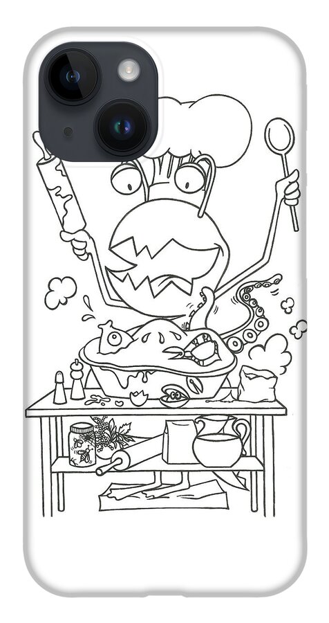 Monster iPhone Case featuring the drawing Closet Monster Baking by Konni Jensen