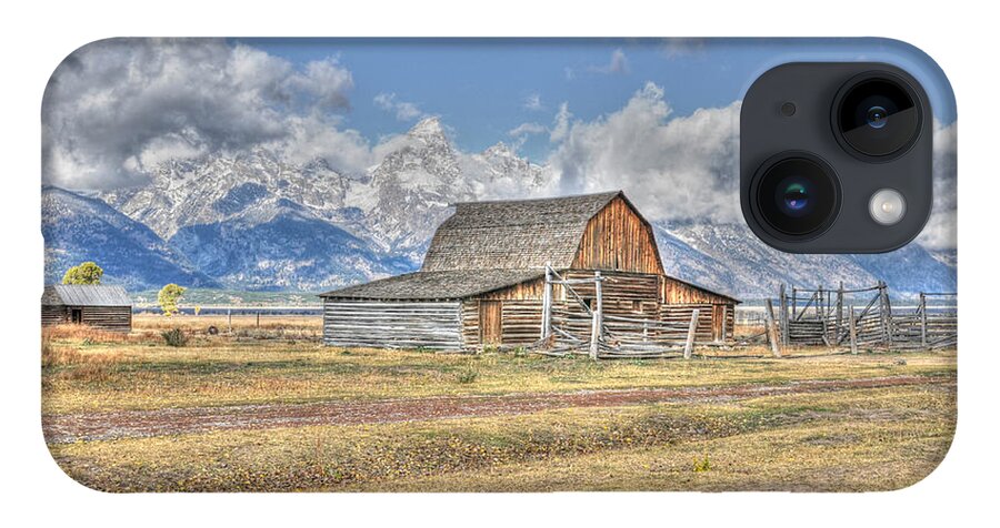Teton iPhone 14 Case featuring the photograph Clouds and Barn by David Armstrong
