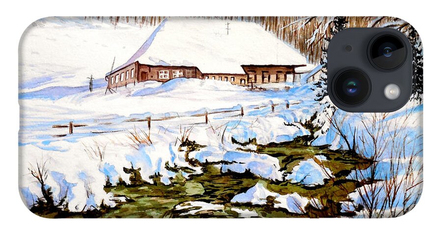 Winter iPhone Case featuring the painting Clubhouse in Winter by Sher Nasser