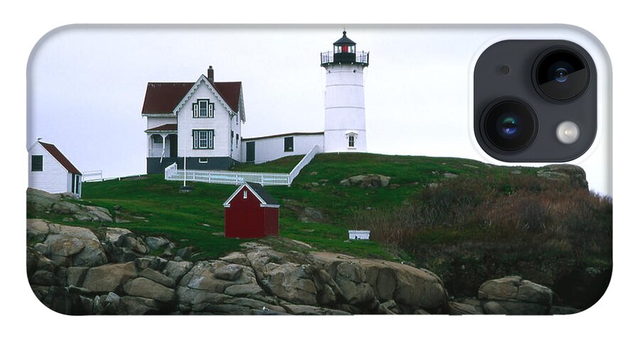 Landscape Lighthouse Nautical New England Nubble Light Cape Neddick iPhone 14 Case featuring the photograph Cnrf0502 by Henry Butz