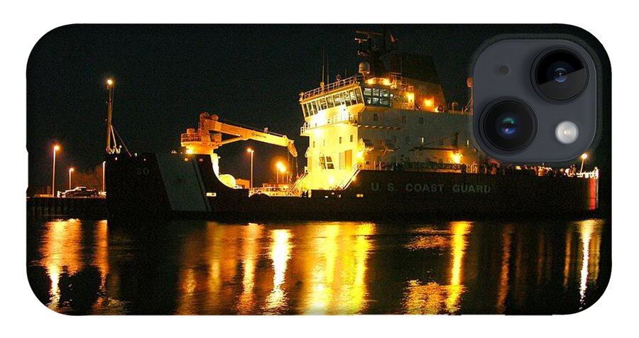 Coast Guard Cutter iPhone Case featuring the photograph Coast Guard Cutter Mackinaw at night by Keith Stokes