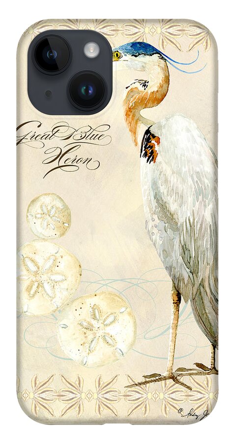 Watercolor iPhone 14 Case featuring the painting Coastal Waterways - Great Blue Heron by Audrey Jeanne Roberts