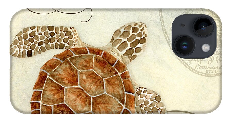 Watercolor iPhone Case featuring the painting Coastal Waterways - Green Sea Turtle 2 by Audrey Jeanne Roberts