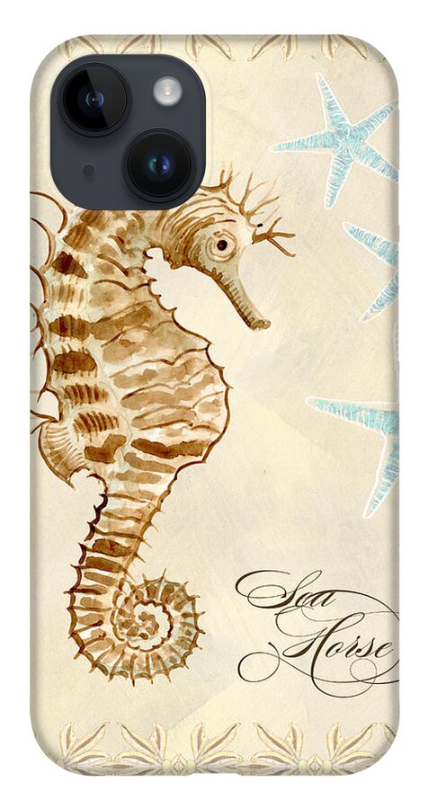 Watercolor iPhone 14 Case featuring the painting Coastal Waterways - Seahorse Dance by Audrey Jeanne Roberts