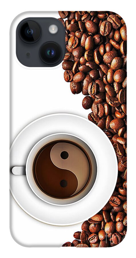 Coffee iPhone 14 Case featuring the digital art Coffee yin and yang by Binka Kirova