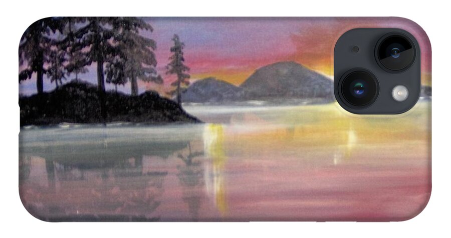 Color iPhone 14 Case featuring the painting Colored Lake by Saundra Johnson