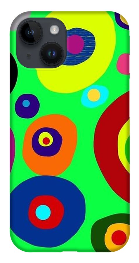 iPhone 14 Case featuring the digital art Colorful eyes in the green sky by Susan Fielder
