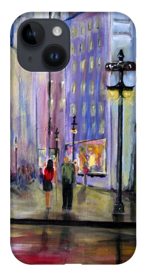 Cityscene iPhone 14 Case featuring the painting Come Away With Me by Julie Lueders 