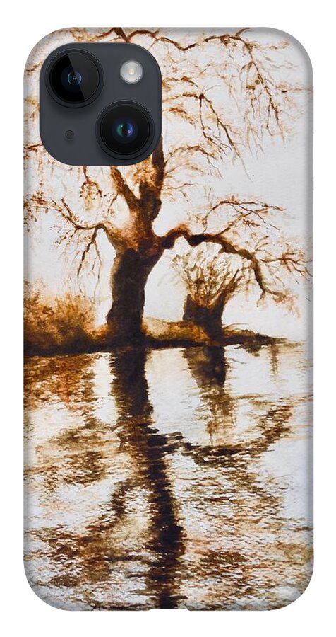 Landscape iPhone Case featuring the painting Como Lake Reflections by Sher Nasser