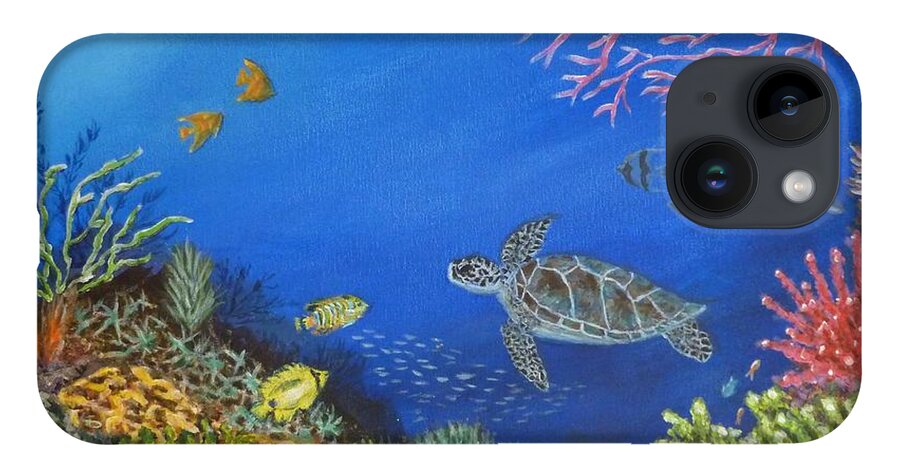 Coral Reef iPhone 14 Case featuring the painting Coral Reef by Amelie Simmons
