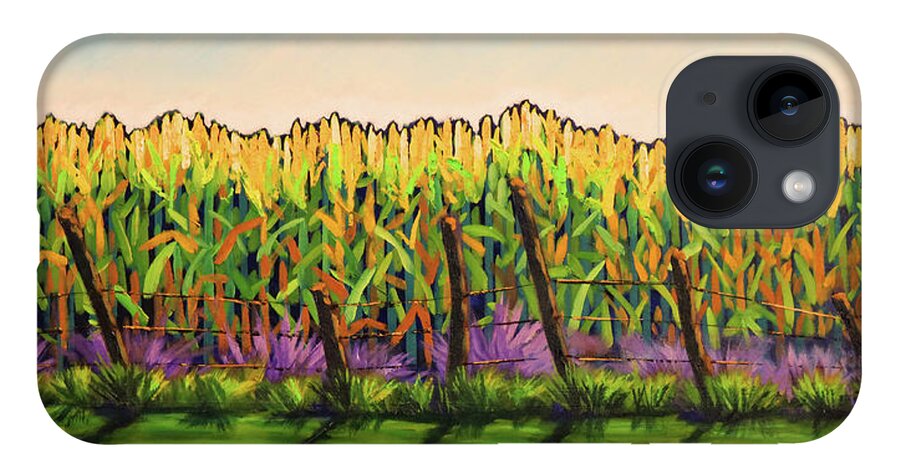 Cornfield iPhone 14 Case featuring the painting Cornfield Color by Kevin Hughes