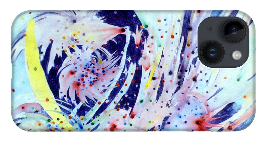 Abstract iPhone 14 Case featuring the painting Cosmic Candy by Steve Karol