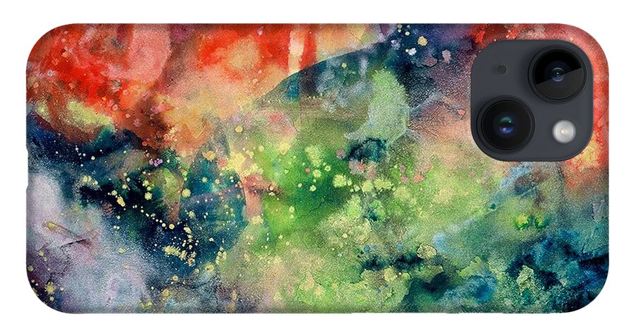 Abstract iPhone Case featuring the painting Cosmic Clouds by Lucy Arnold