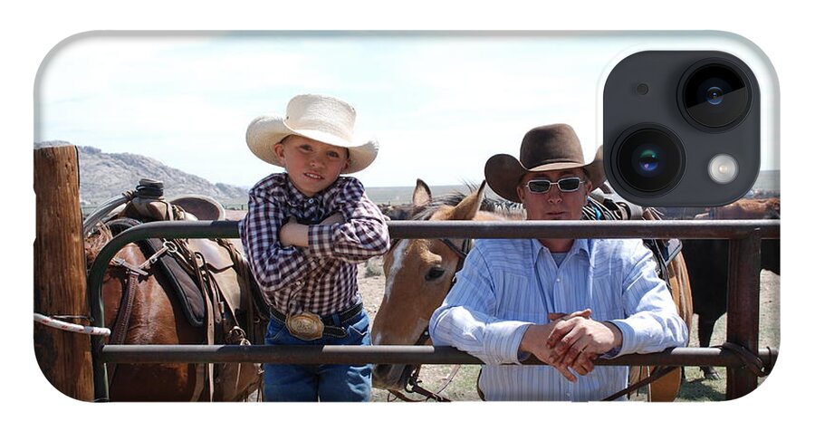 Cowboys iPhone 14 Case featuring the photograph Cowboy Father And Son by Jim Goodman
