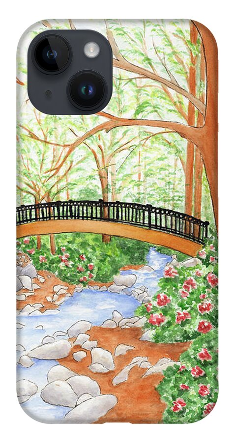 Lithia Park iPhone 14 Case featuring the painting Creek Crossing by Lori Taylor