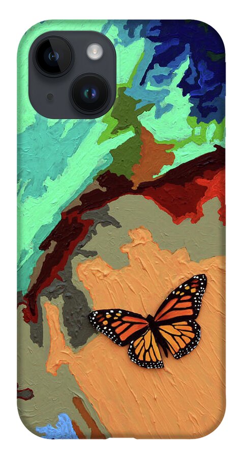 Butterfly iPhone 14 Case featuring the painting Crossing The Border For A New Life by John Lautermilch