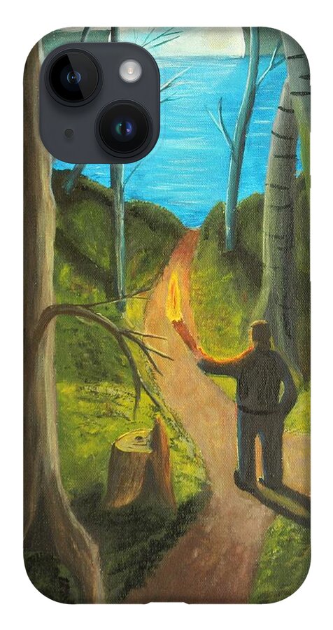 Forest iPhone 14 Case featuring the painting Crossroads by David Bigelow
