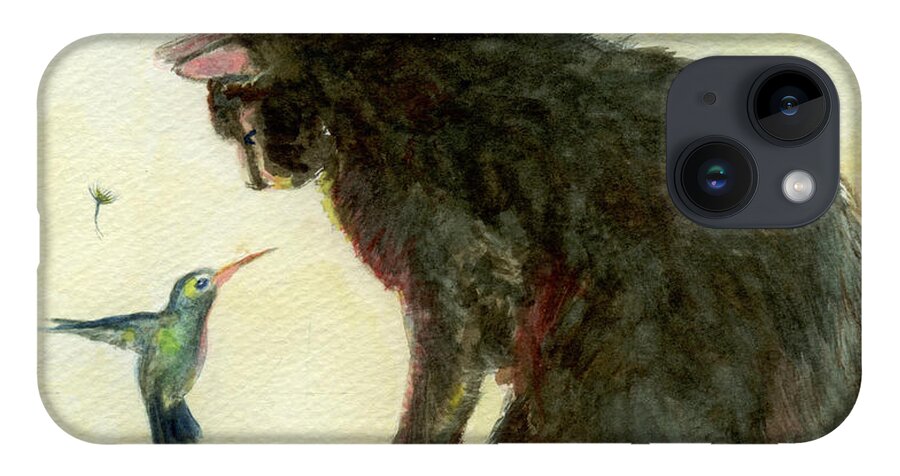 Cat iPhone 14 Case featuring the painting Curiosity by Andrew Gillette
