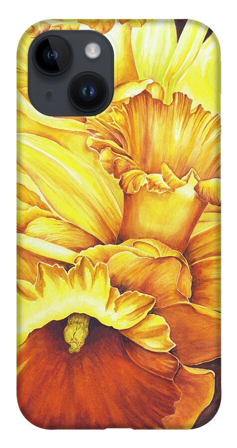 Floral iPhone 14 Case featuring the painting Daffodil Drama by Lori Taylor