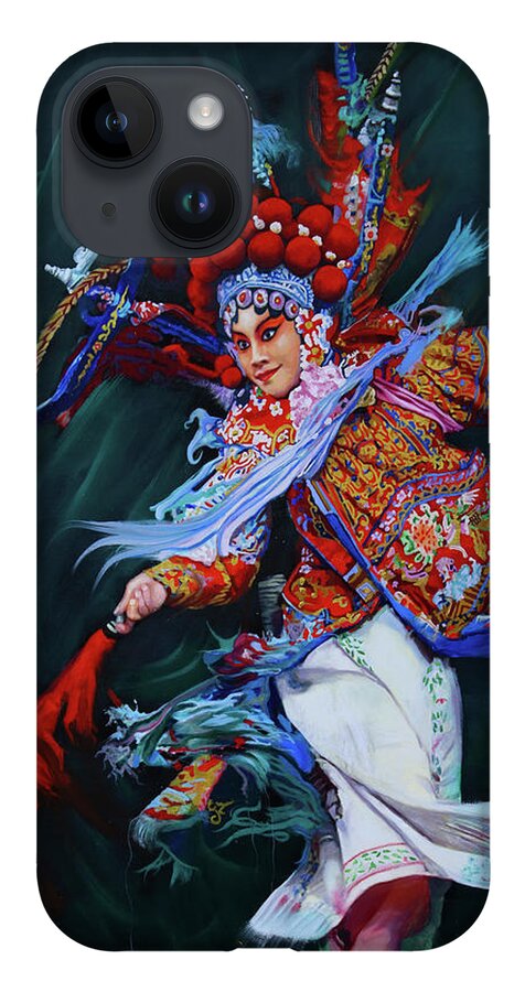 Beijing Opera iPhone 14 Case featuring the painting Dan Chinese Opera by Richard Barone