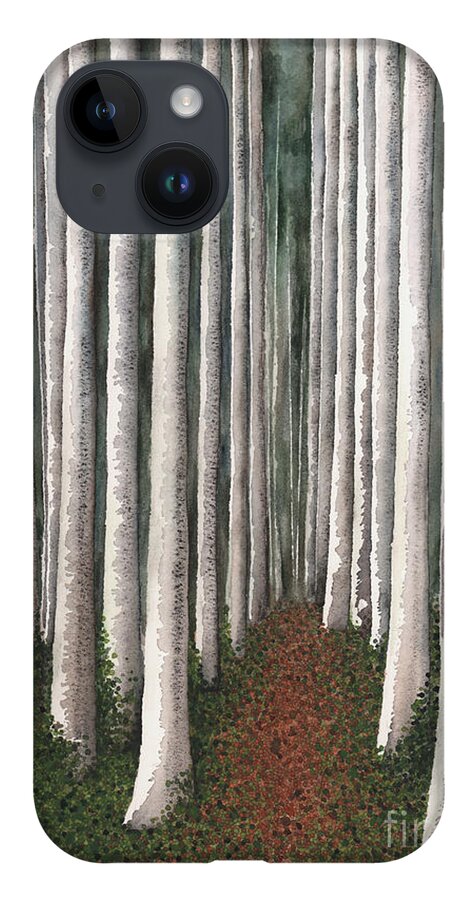 Fantasy iPhone 14 Case featuring the painting Dark Forest by Hilda Wagner