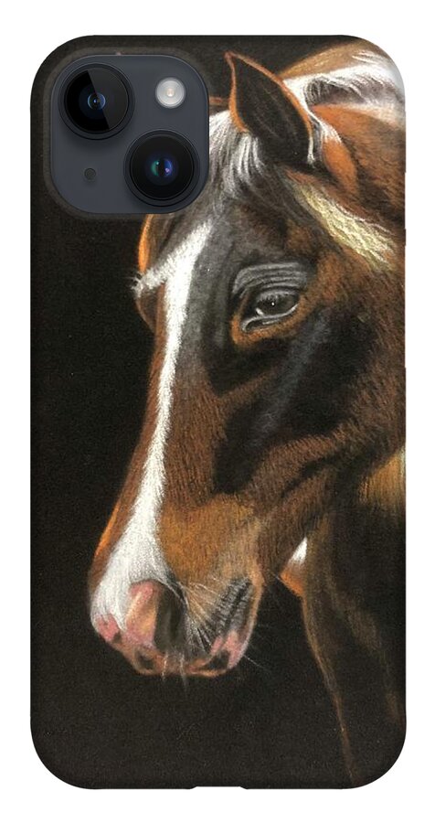 Dark Horse iPhone Case featuring the pastel Dark Horse by Marlene Little