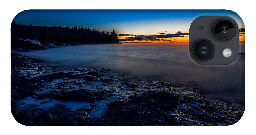 Lake iPhone 14 Case featuring the photograph Dawn at Split Rock by Rikk Flohr