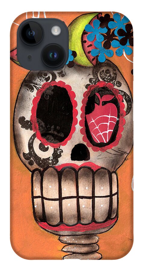 Day Of The Dead iPhone 14 Case featuring the painting Day of the Dead Watermelon by Abril Andrade