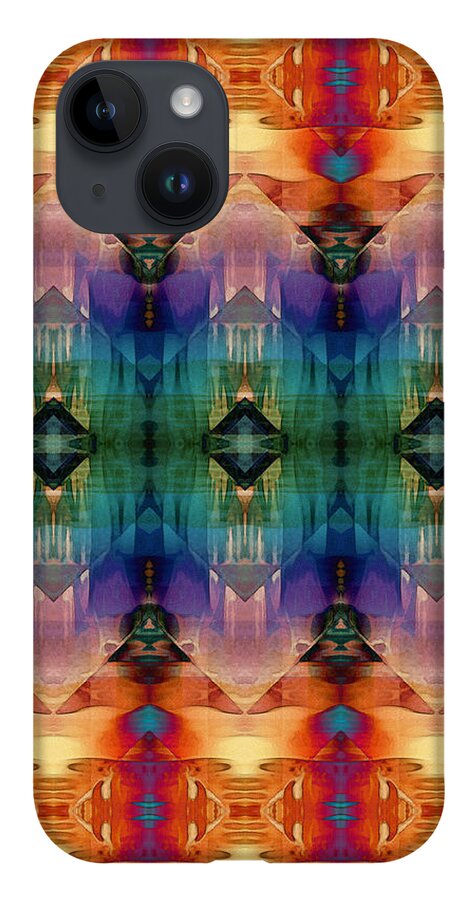Orange iPhone Case featuring the digital art Decorative Orange Blue Abstract by Phil Perkins